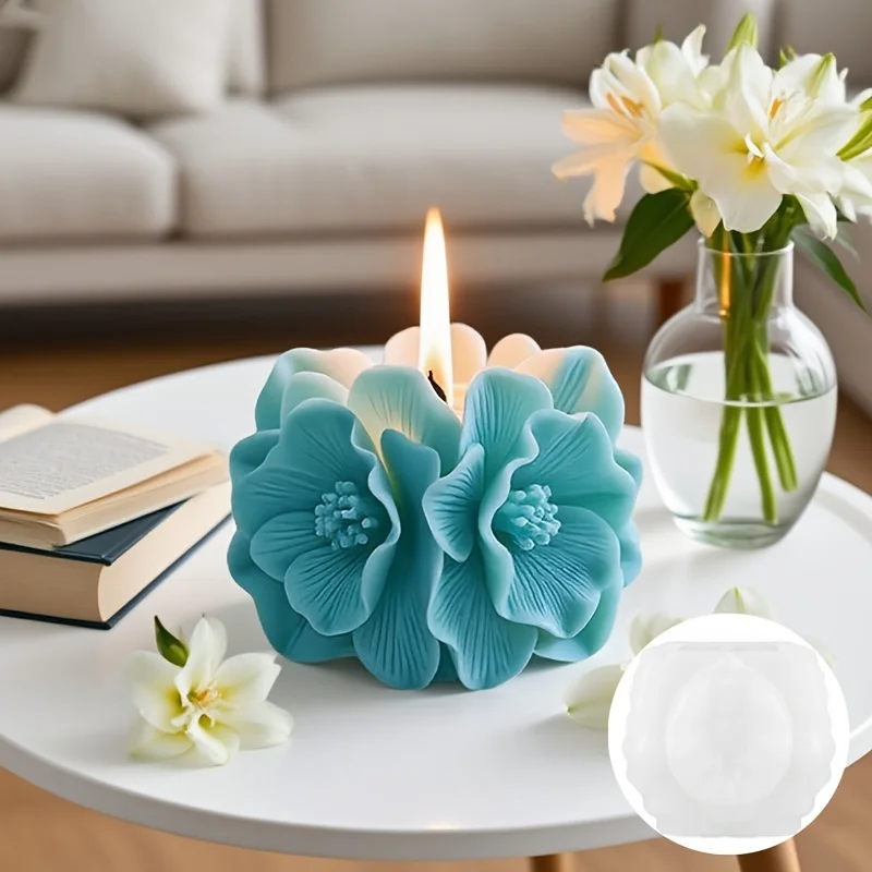 

3D Flower Design Silicone Candle Mold DIY Tabletop Decor for Resin Casting Plaster Crafts Candles Making Supplies Silicone Molds