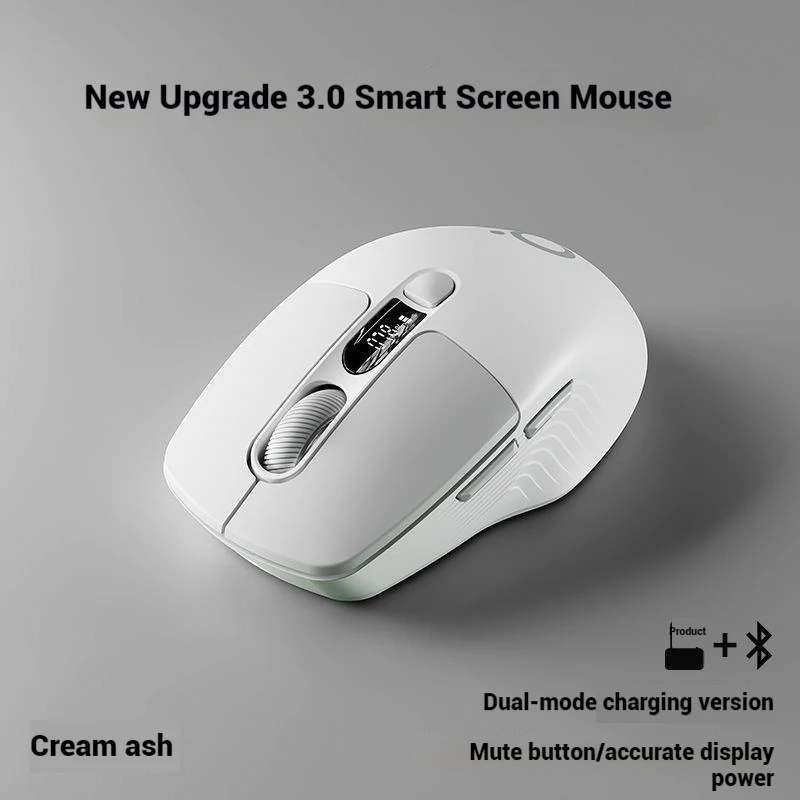 Q1 Wireless Dual-Mode Screen Display Silent Office Mouse 3-Speed Dpi Intelligent Sleep High-Value Appearance Comfortable Grip