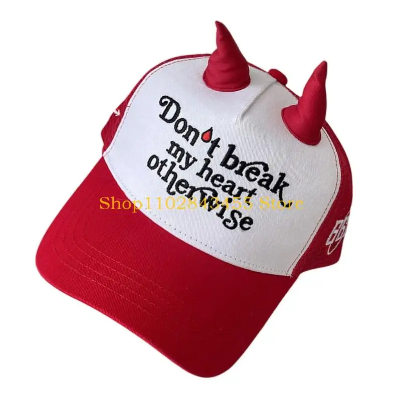 49MC Unique Devil Horn Sun Hat Baseball Hat For Fashion Enthusiasts Daily Wear
