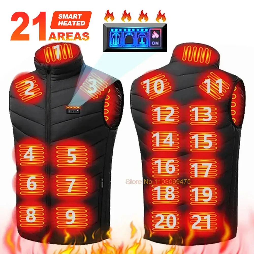 

Self Heated Vest 2-21 Areas Heated Jacket Men Women Thermal Underwear Heated Coat Warm Winter Camping Skiing Hiking Vests Washed