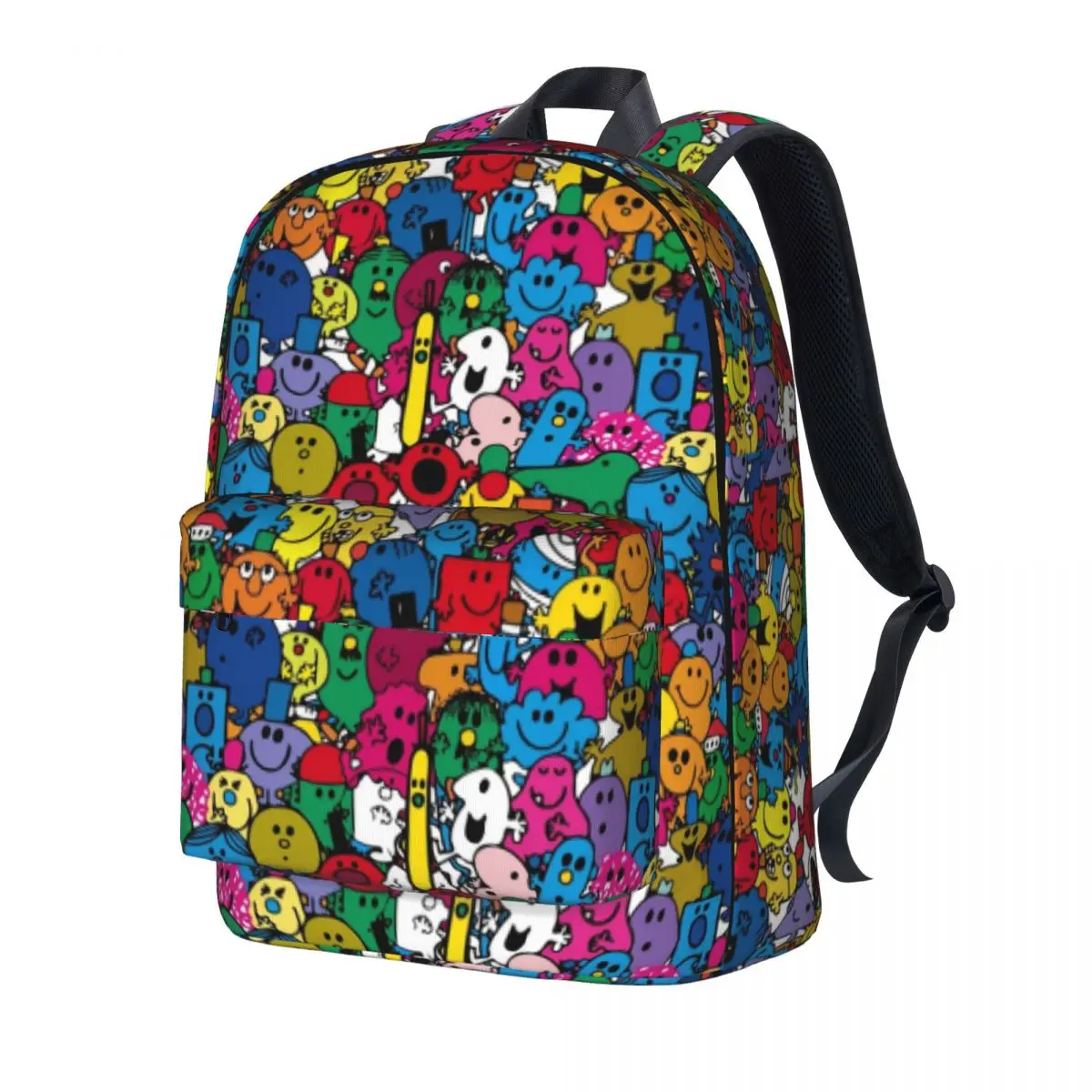 Mr Men Muster-Rucksack für Studenten, Unisex, Cartoon-Monster, leichte Rucksäcke, Schultaschen, Camping, hochwertiger Rucksack