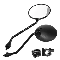 A Pair Black Motorcycle Scooter Mirrors Universal Motorbike Rear View Mirror 8mm Round Oval Convex Mirror Fit 22 25mm Handlebar