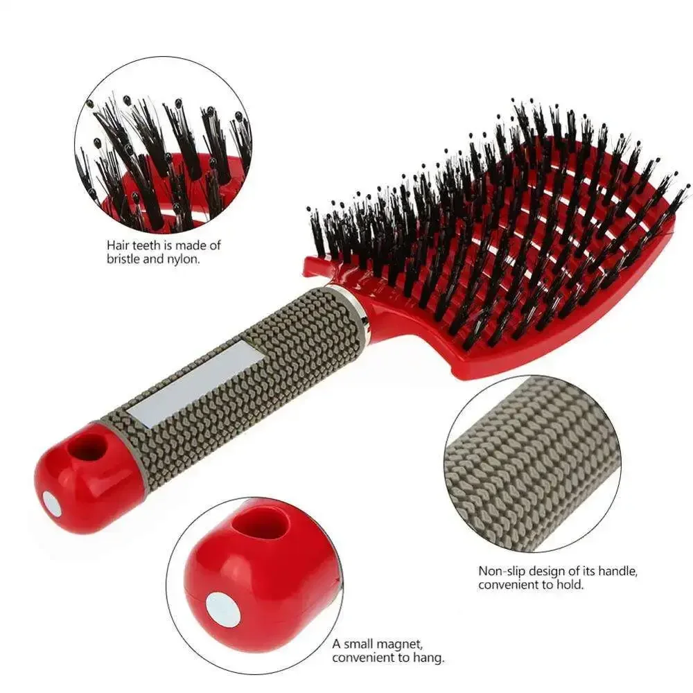 Escova de cabelo desembaraçante para mulheres, cerdas e nylon, Wet Massage Comb, Cabeleireiro encaracolado, Styling Tools