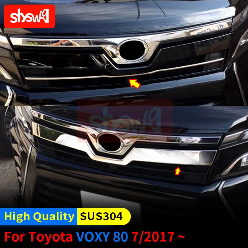 Front Emblem Trim SUS304 Exterior Accessories for Toyota Voxy 80 Modified New Styling Car Logo Lower Decorative Bright Strip