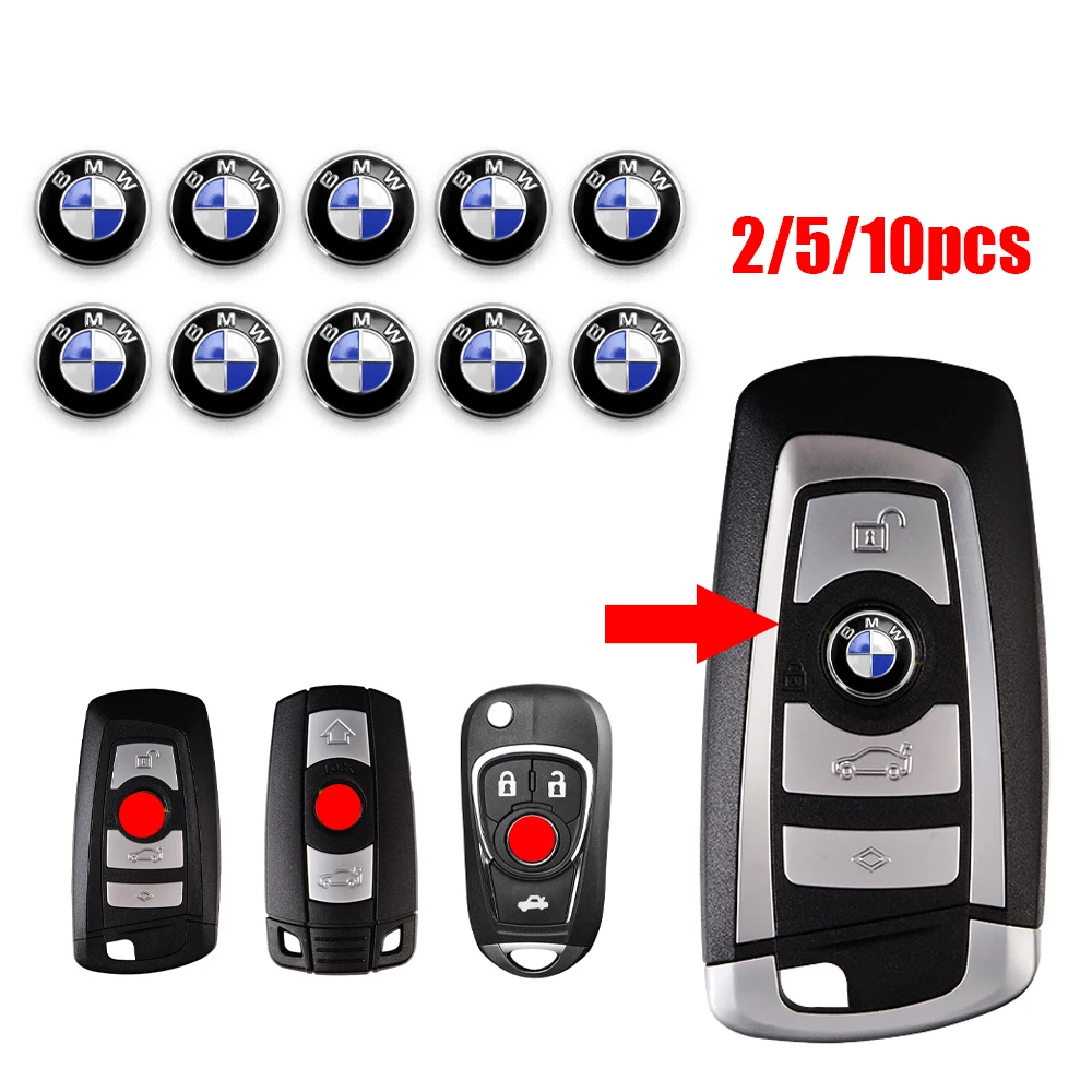 2/5/10pcs 14MM 3D Aluminum Car Key Shell Sticker Auto Key Remote Fob Decals for Bmw E46 E90 E60 F20 E87 G30 E92 F10 F30 E39 E36