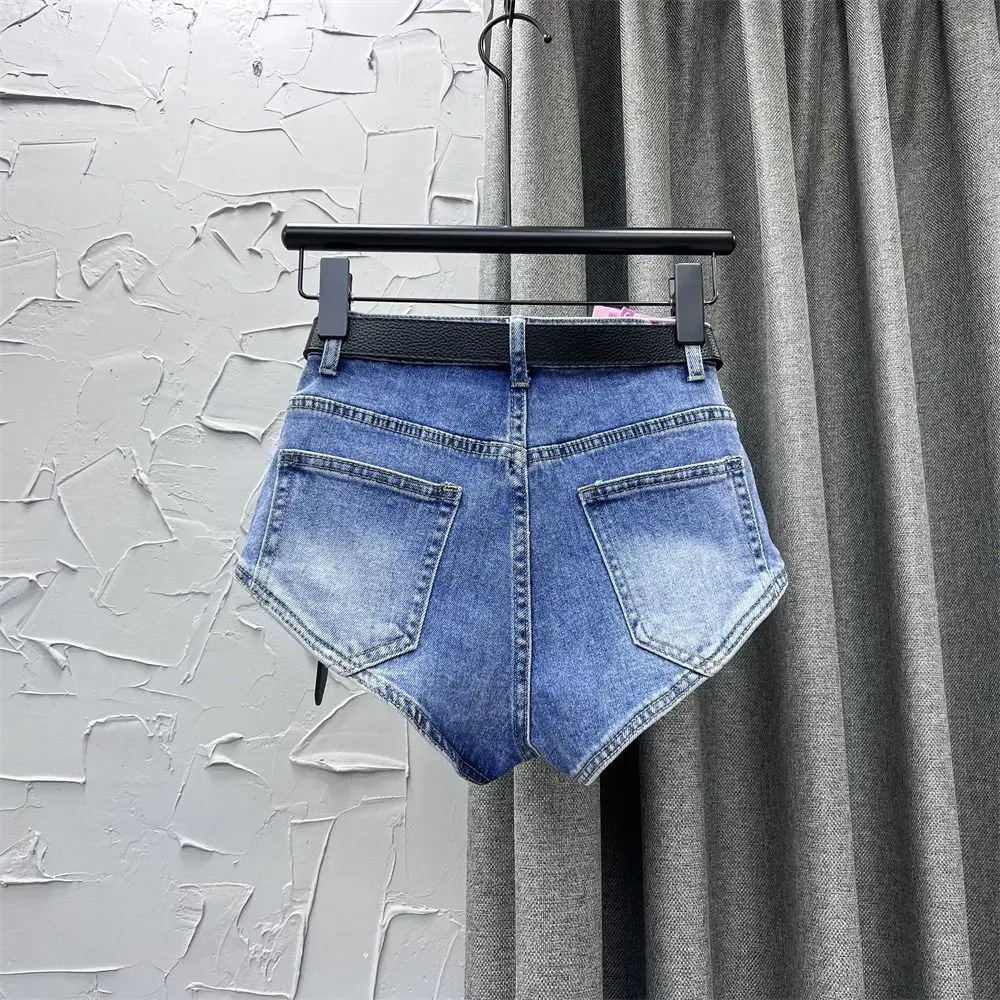 Blue High Waisted Denim Shorts Summer Women's Buttocks Elastic Jeans Shorts