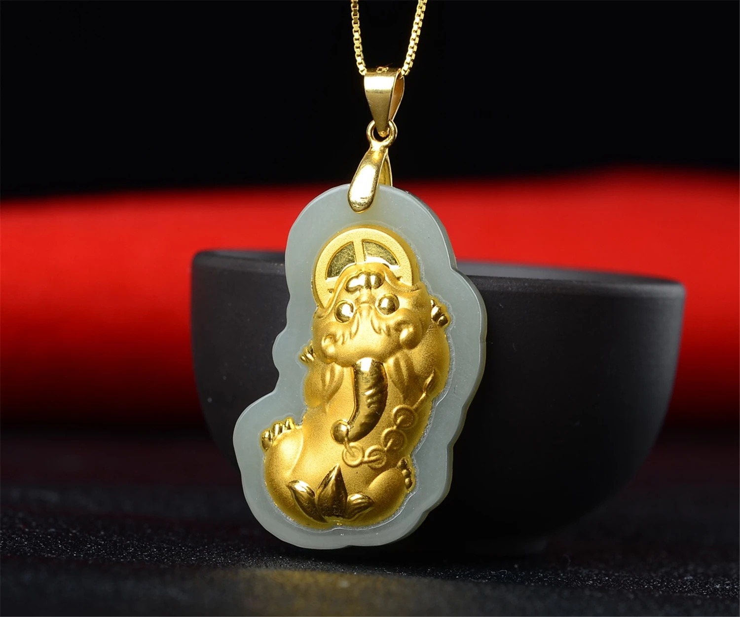 

Новый комплект из тысячи золотых с подвеской из натурального белого нефрита Хэтянь, лучший подарок на День святого Валентина с сертификатом