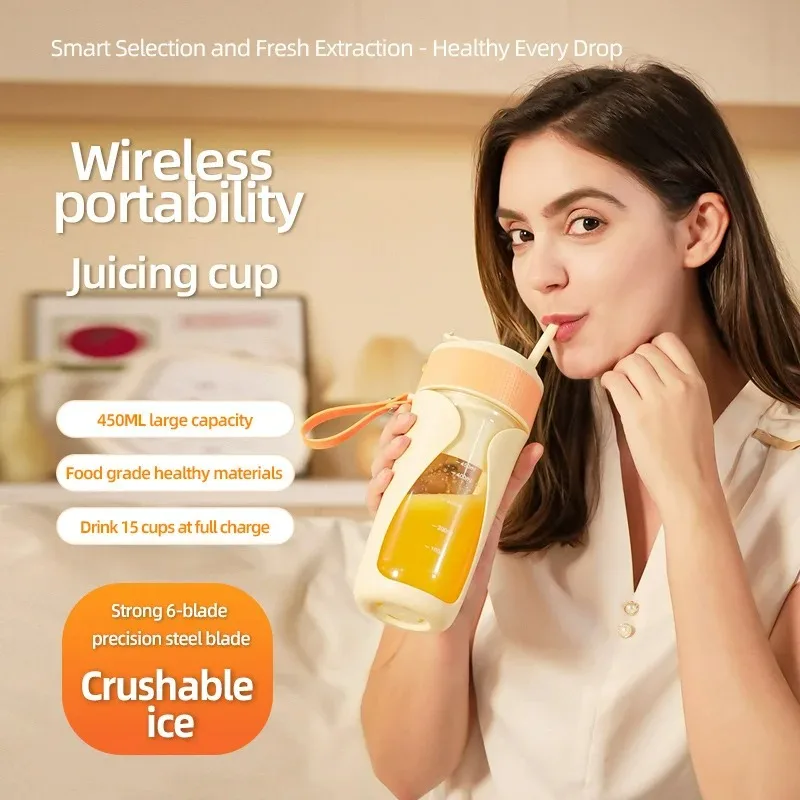 

2026 New Electric Juicing Cup, Portable Juicer, Household Portable Multifunctional Crushed Ice Wireless Fruit Juicer