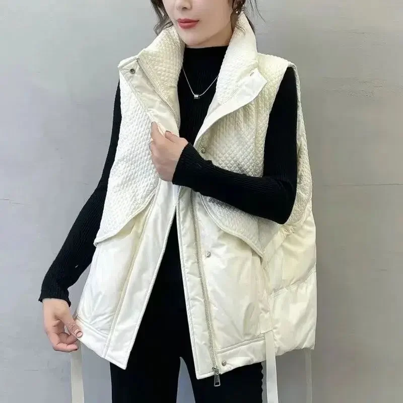 New Sleeveless Puffer Jacket Women Down Cotton Vest Autumn Winter Coats Loose Tops Warm Korean Fashion Brand