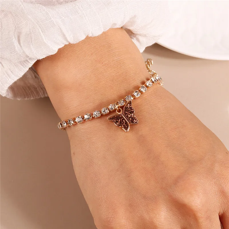Aihua Neue Glänzende Kubische Tennis-Ketten-Schmetterlings-Armbänder für Frauen Sommer Strand Verstellbare Armbänder Geburtstagsparty-Schmuck – Detail 9