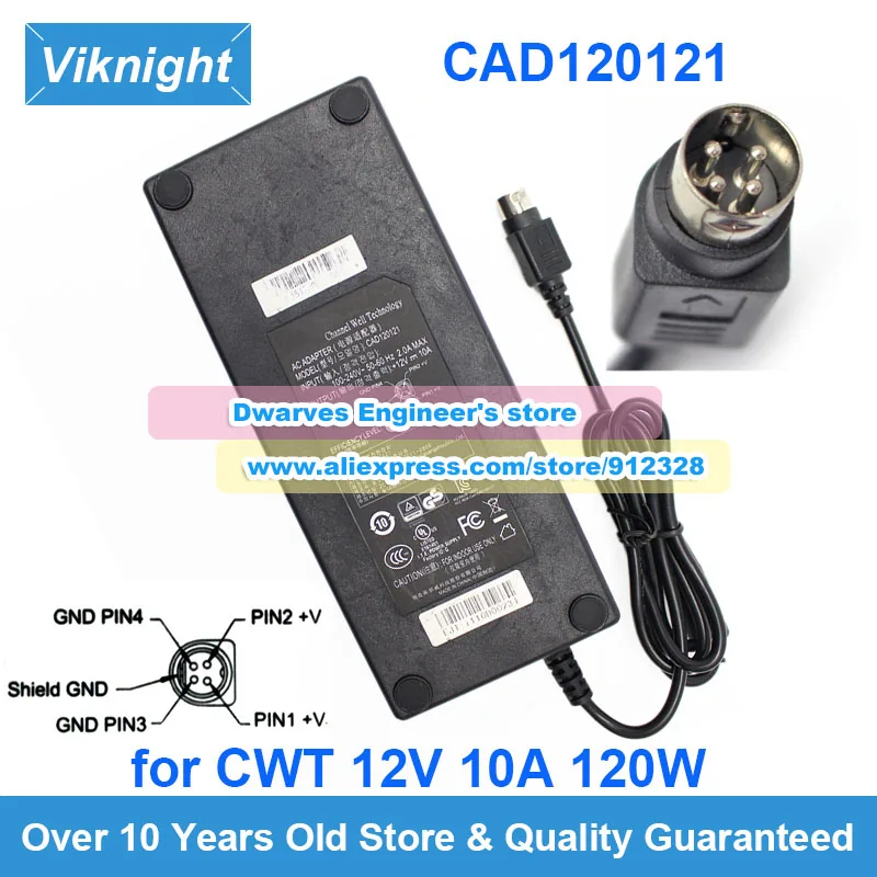 Adaptador ac Genuíno para Nas Carregador para Cwt Synology Ds1019 Fonte de Alimentação Redonda com Pinos Cad120121 12v 10a 120w