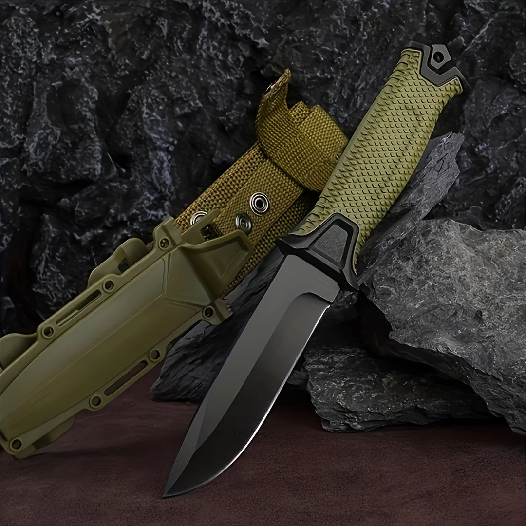 Premium G1500 High-Carbon Stainless Steel Fixed Blade Straight Knife - Sharp, Durable, Portable Outdoor Camping Hunting Tactical