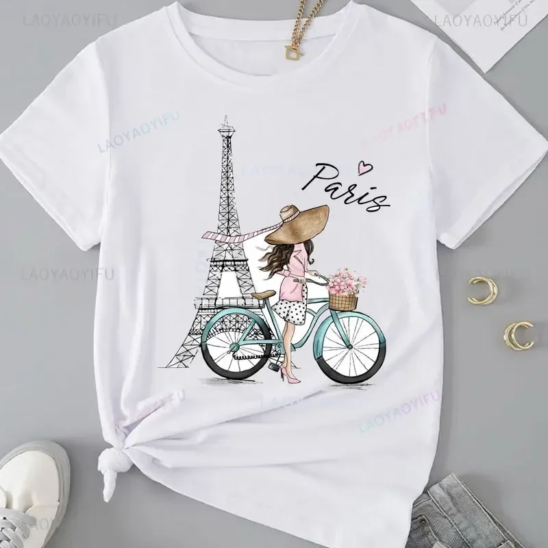 Estate parigi torre Eiffel stampa girocollo Casual 100% cotone t-shirt uomo donna ragazze torre Eiffel Streetwear manica corta Tee