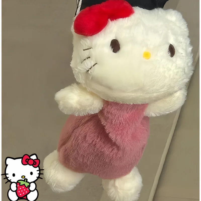 Borsa per penne in peluche Hello Kitty carina cartone animato per ragazze Borsa per cancelleria per bambole in cartone animato con cuore per ragazza di grande capacità Stile studente Ins
