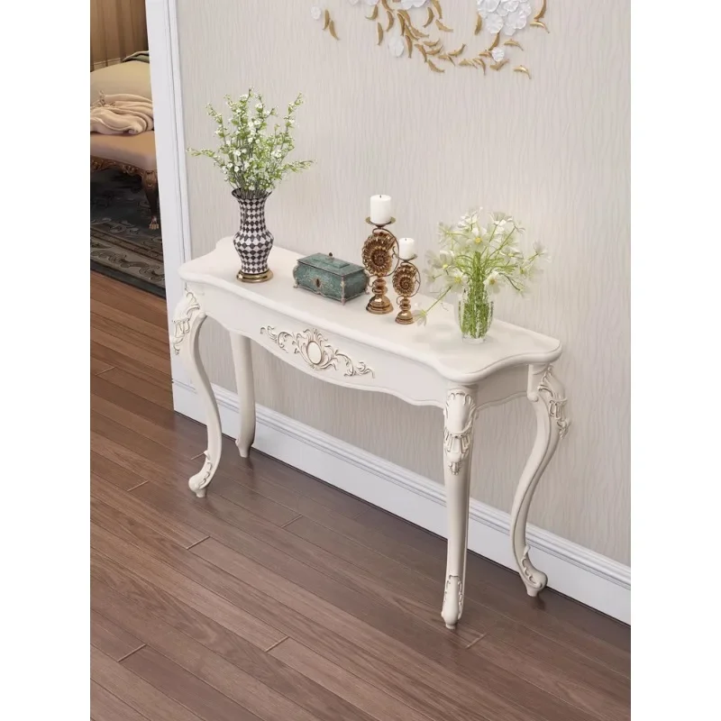 European-style entrance table, entrance cabinet, fashion entrance table against the wall table, semi-round telephone table, ligh