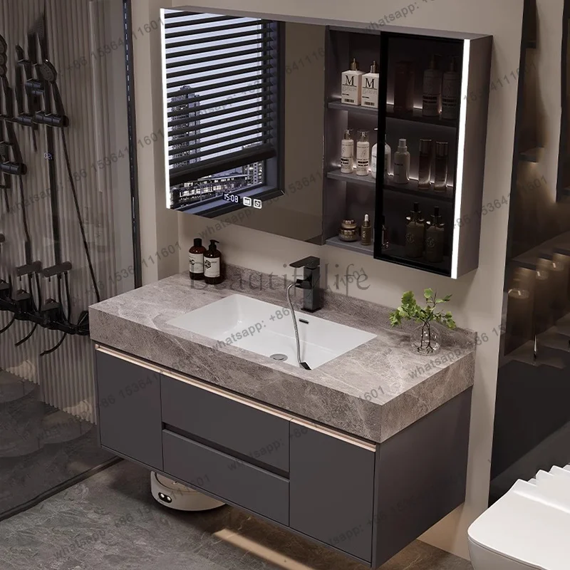 Light Luxury Bathroom Cabinets Washbasin Vintage Vanity Drawer Bathroom Cabinets Mirror Shower Armadi Aperti Home Furniture