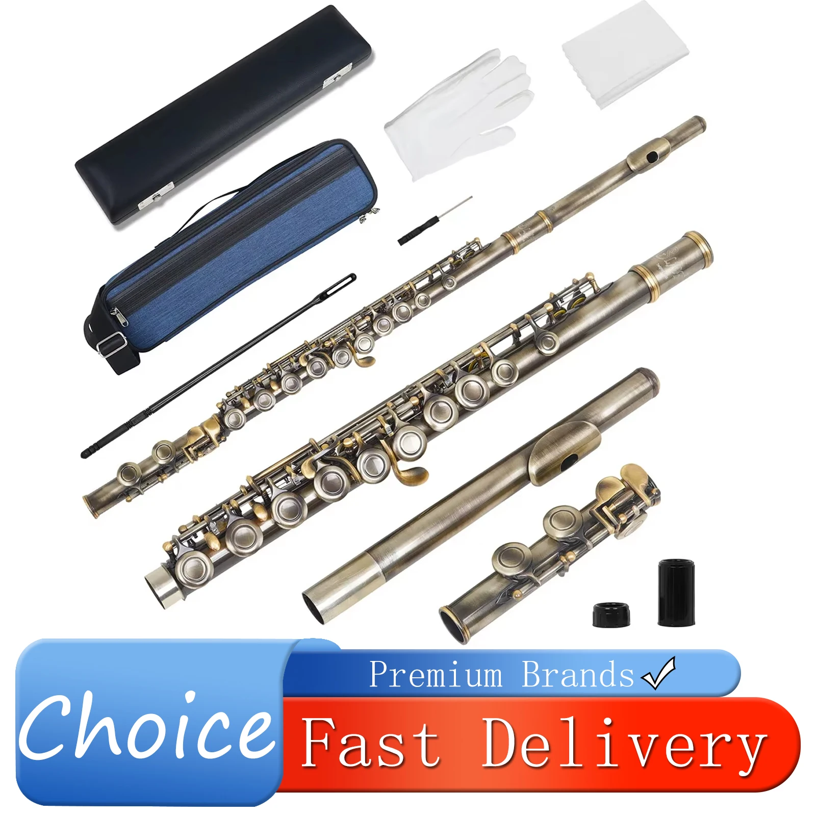 

SLADE 16 Holes Flute C Key Closed Curios Cyan Flute Cupronickel Professional Woodwind Musical Instrument Beginner Flute With Box