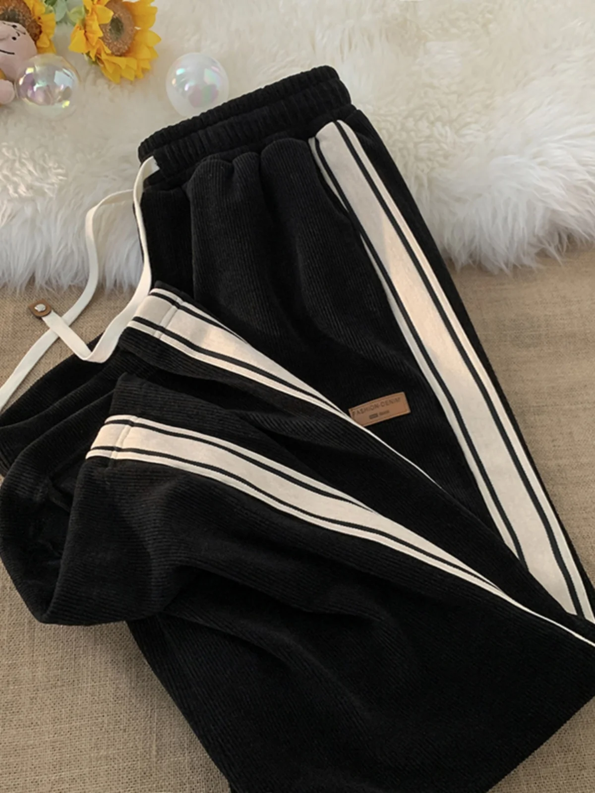 

Мужские вельветовые брюки Fce Lined Thi с широкими штанинами, свободные повседневные брюки в американском стиле ретро, зимняя модная брендовая прямая брюка...