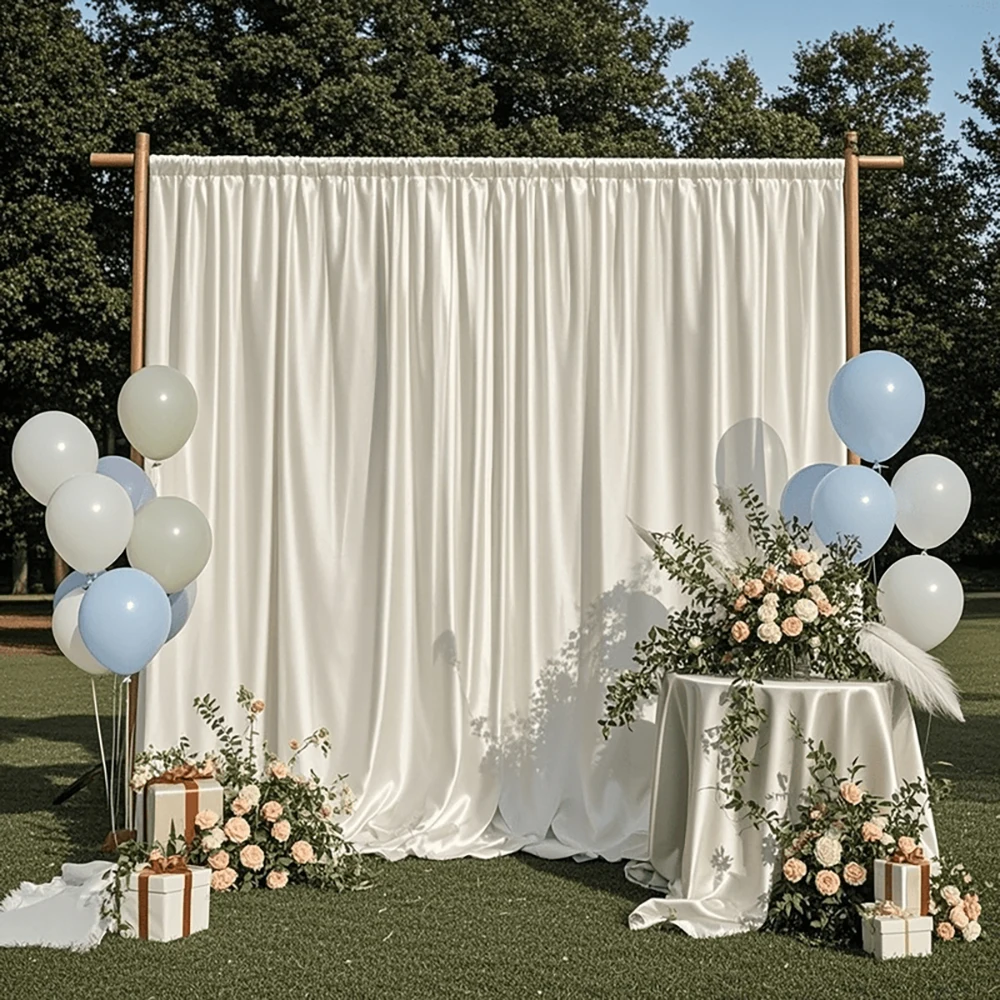 Satin-Tischdecke Rechteckig Seidig Glatter Stoff Hochzeitstisch-Dekorationen für Geburtstagsfeier Brautparty Babyparty Hintergrund-Drapierungen – Detail 14