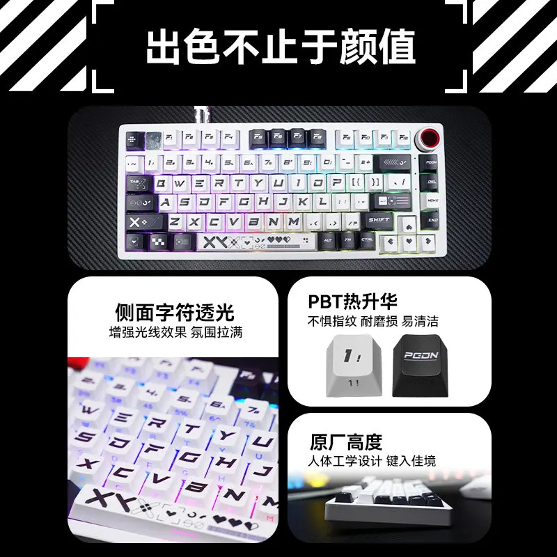 PBT Dye Sub Side Print Keycap Set 129 Keys OEM Profile Shine Through EV63