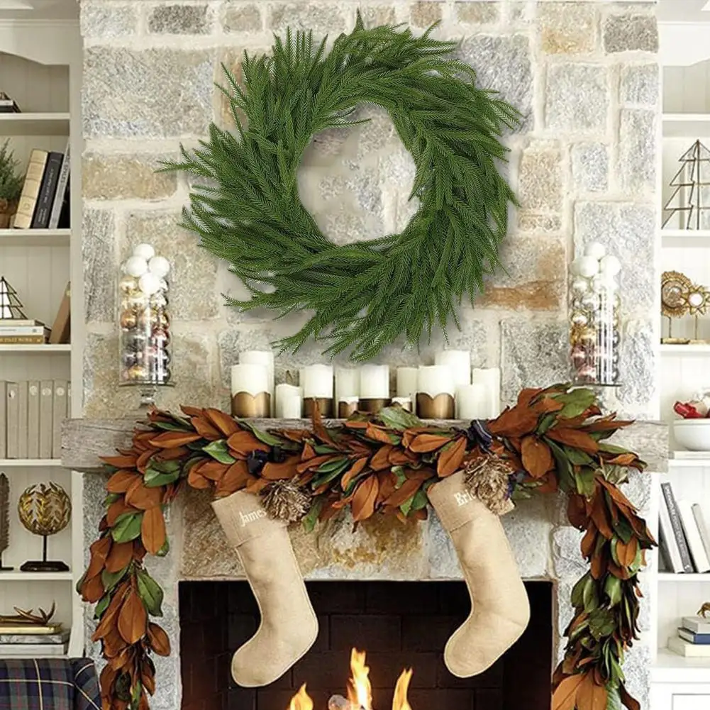 59-inch Artificial Christmas Wreath Full Pine Wreath Realistic Norfolk Pine Christmas Garland For Festive Mantel Wall Decor