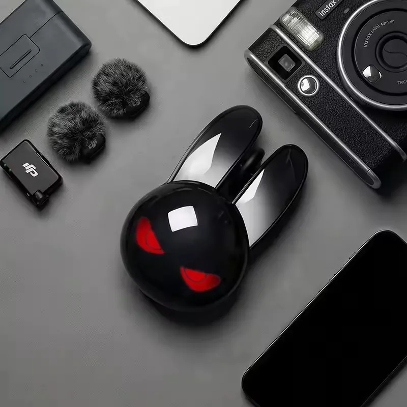MOFII M6C Evil Rabbit Dual Mode Wireless Mouse Black Cool Rabbit Shape RGB Glow Silent Rechargeable Mice Multi Device Compatible