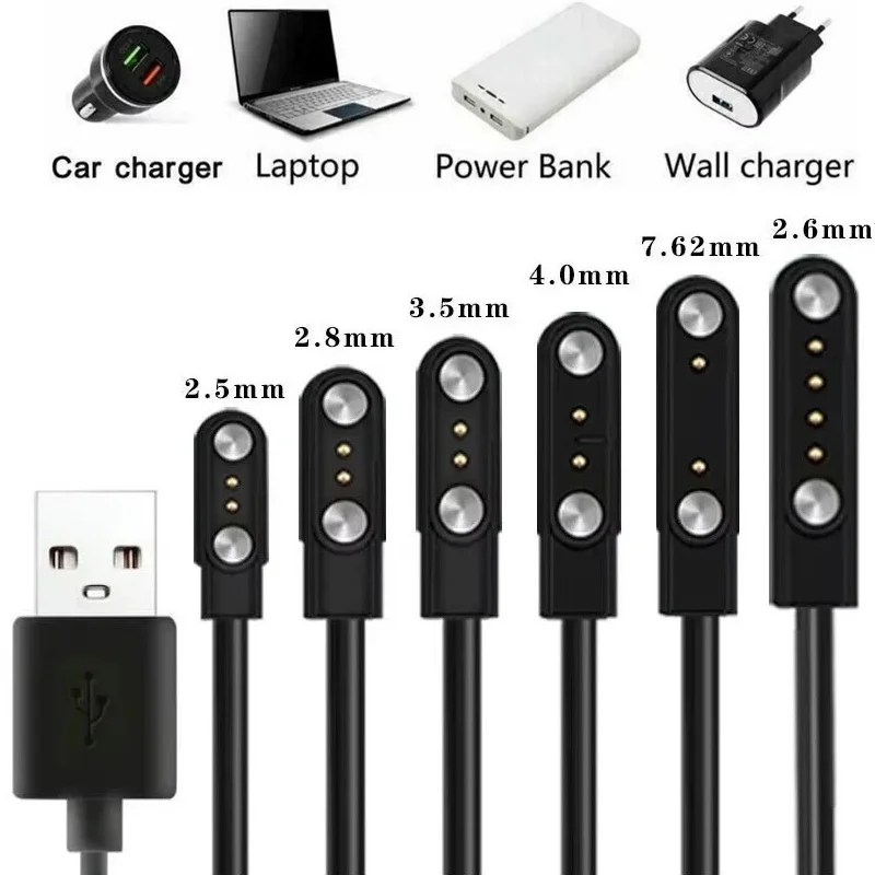 Universal Smart Watch Magnetic USB Dock Smartwatch Charger Universal 2-Pin/4-Pin Strong Magnetic USB Charging Dock Power Line