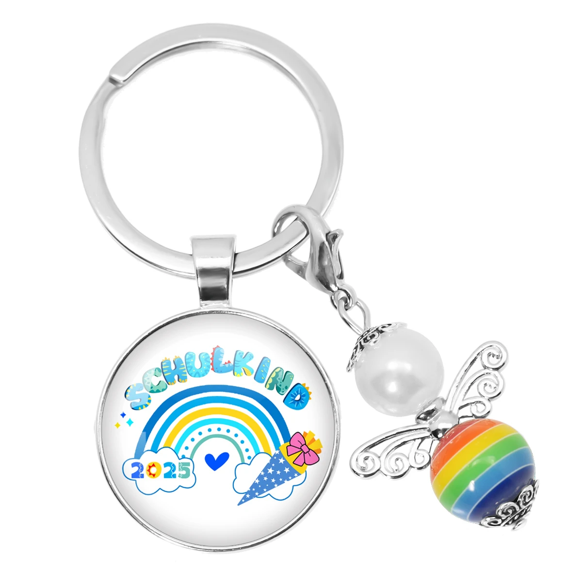 Einschulung Geschenk mit Schutzengel Schlüsselanhänger, Schulkind Schulfang Geschenke Mutmacher Lucky Charm