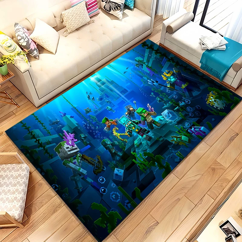 Cartoon S-Sandbox Pixel Bulding Game Living Room Non-Slip Area Rug Soft Carpet for Bedroom Kid Playroom Sofa,Home Decor Doormat