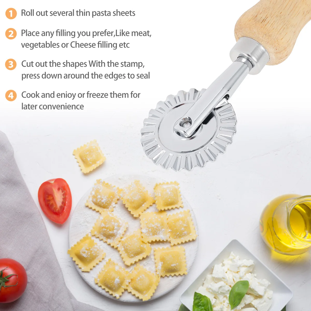 Short handled roller knife for multi-purpose dough cutting aluminum alloy pastry wheel cutting knife edge rolling knife