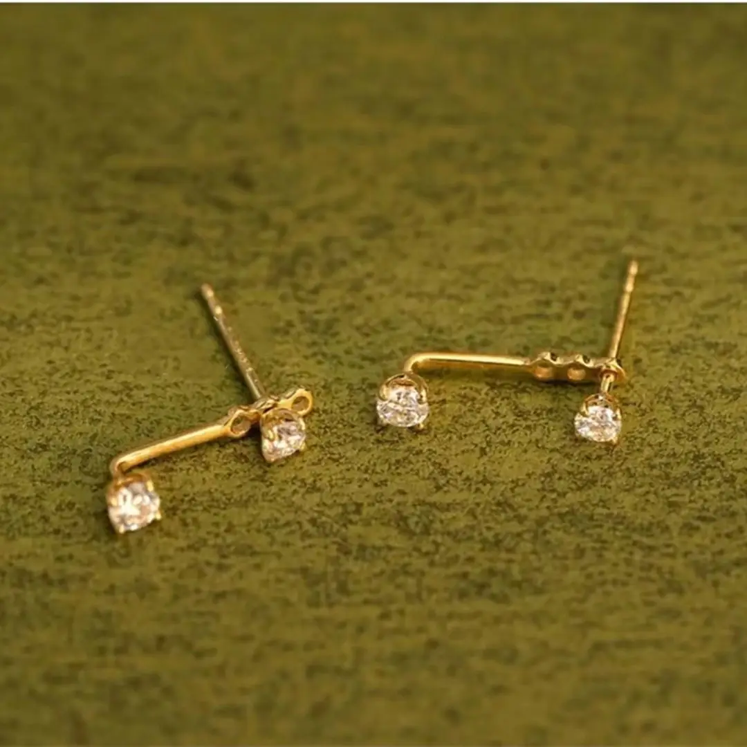 American Simple Back Hanging Rhinestone Hypoallergenic Stud Earrings For Women One Model Two Wears Earring Daily Jewelry Gifts