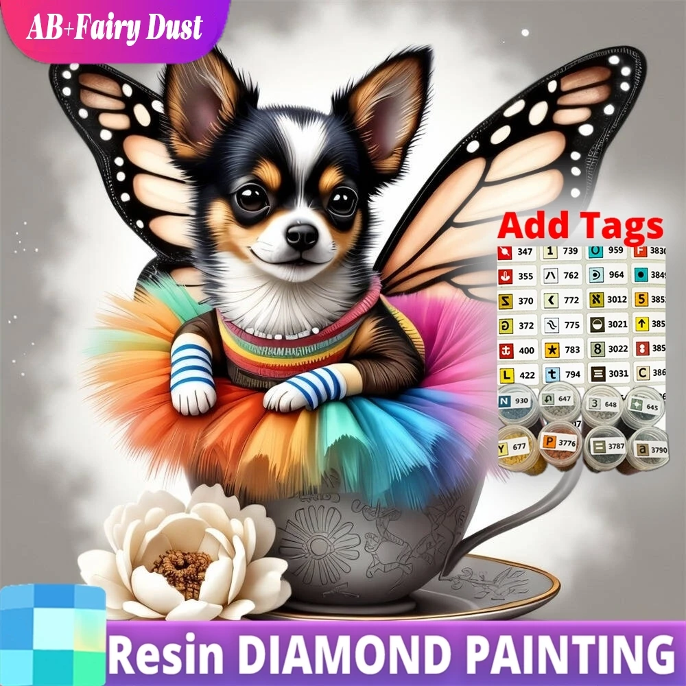 

Resin AB Fairy Dust Diamond Mosaic Dog Animal DIY New Arrival Flower Painting Cup Suitable For Beginners Holiday Gifts