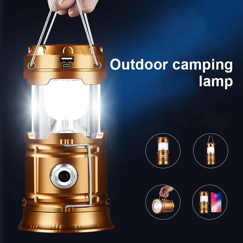 Solar Multifunktionale Handheld Camping Lampe Zelt Lampe LED Tragbare Taschenlampe Tragbare Wasserdichte Notfall Angetrieben Arbeit Licht