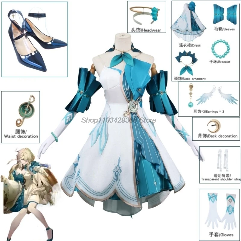 

Cosplay Robin Aventurine Costume Game Honkai: Star Rail Lovely Uniform Dress Headwear Wig Full Set Halloween Party Con Outfits