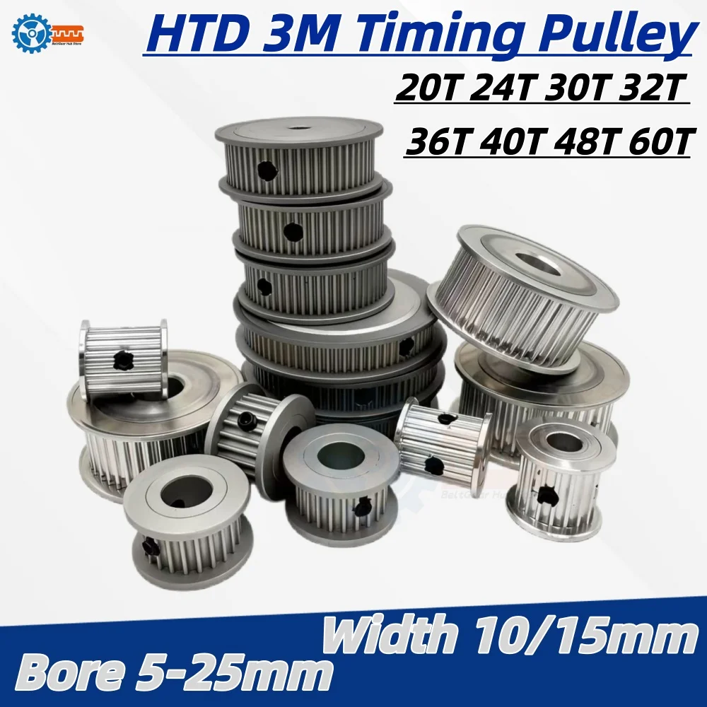 

HTD 3M Synchronous Pulley 20T 30T 40T 48T 60T Timing Gear Wheel For Belt Width 10/15mm 3M Pulley