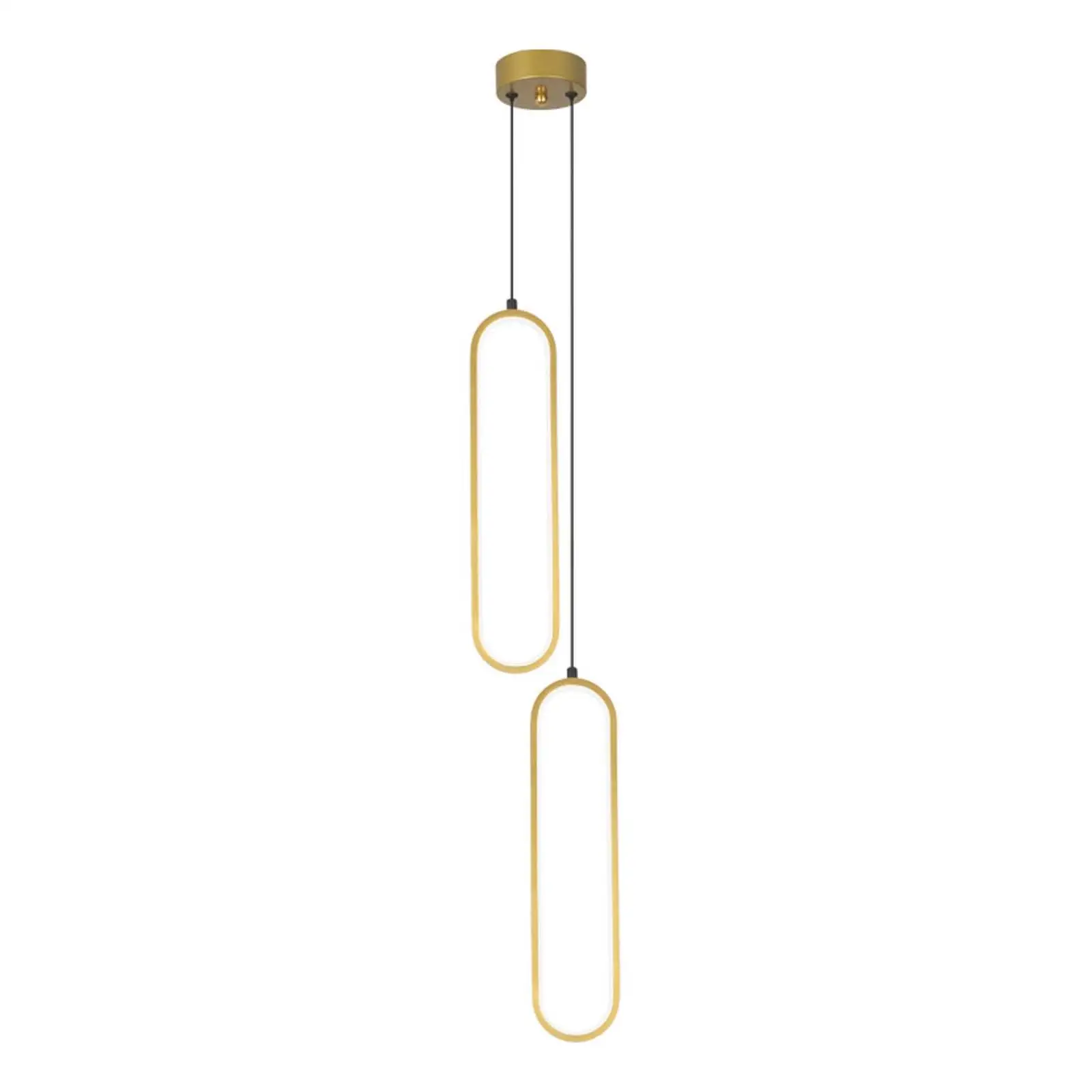 Gold Pendant Light Fixtures with 2 Lights 36W Convenient Assemble Multipurpose Minimalist Design Adjustable Height for Bedroom