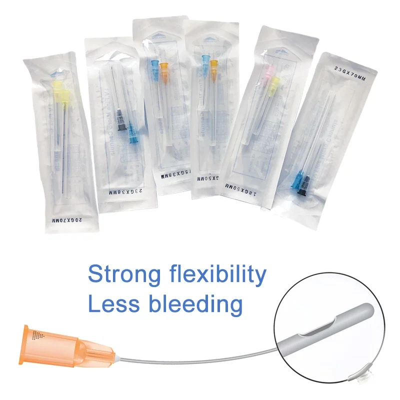 Cannula usa e getta coreana flessibile 18G 20G 22G 23G 25G 50mm 70mm Riempitivi per microcanula sterili Cannula con punta micro Cannula smussata