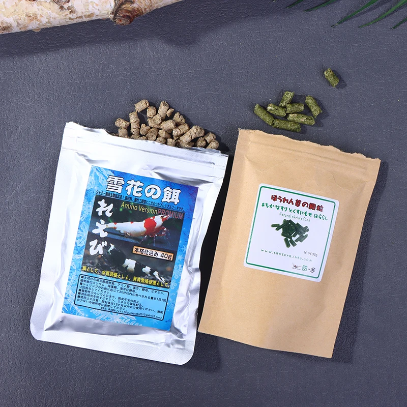 1 Bolsa de 35g de Alimento para Camarones Rojos Cristalinos, Ingredientes Naturales de Espinaca, Alimento para Peces de Acuario