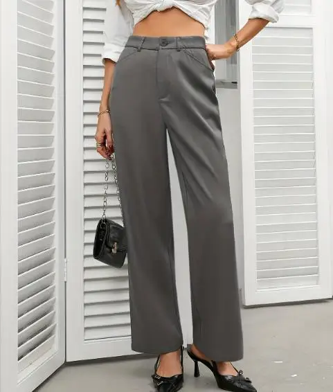 

New Spring and Autumn Women's Solid Color High Waist, Comfortable and Casual Slimming Commuter Suit Pants