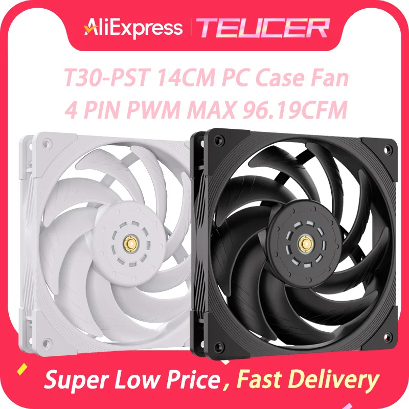 

TEUCER T30-PST 14CM Вентилятор корпуса компьютера для ПК, геймера, 12 В, 4 контакта, ШИМ S-FDB, гидравлический подшипник MAX 96,19 куб. футов в минуту, стабильный охлаждающий вентилятор Ventilador