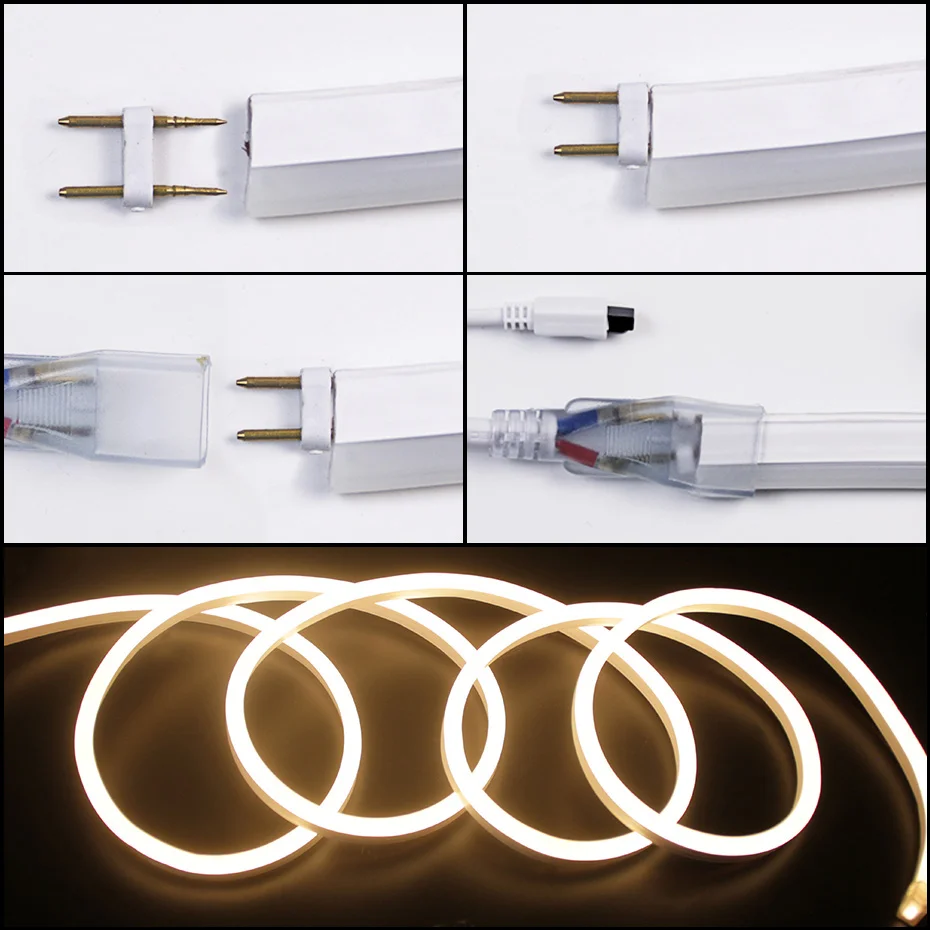 LED Neon Strip Light 2835 220V Waterproof 120LED/m Tape Flexible Strip Light Remote Led Strip Light Bluetooth Tuya WiFi Control