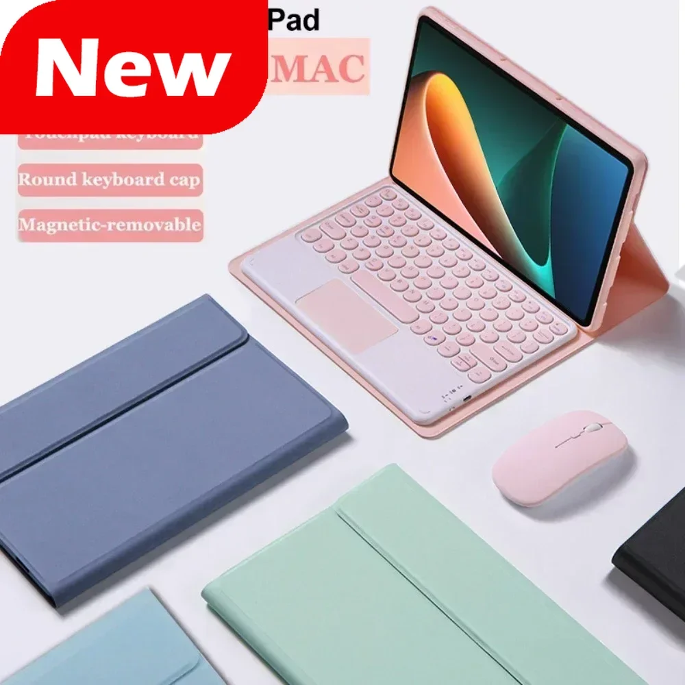 Redmi Pad 10.61 용 태블릿 커버 Xiaomi Pad 5 Pro 11 용 키보드 케이스 Mi Pad 6 Pro 용 12.4 인치 분리형 Bluetooth 키보드