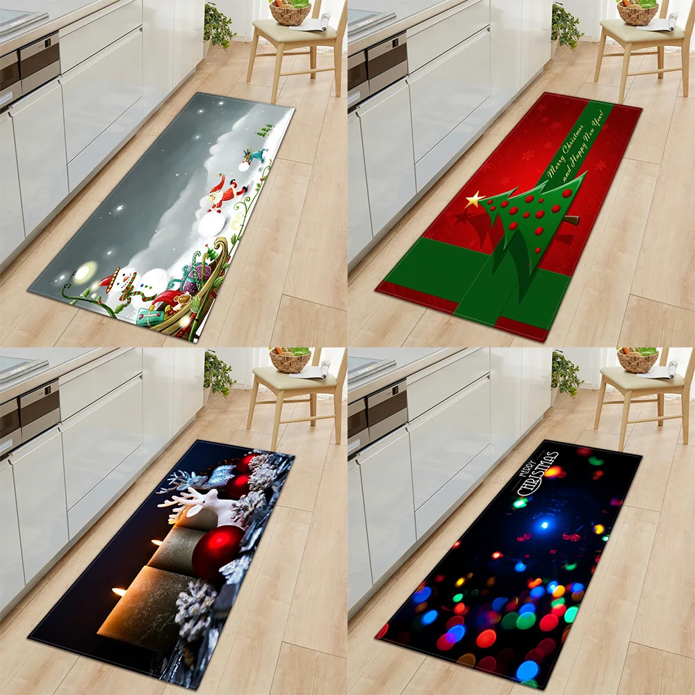 Entrance Door Mat Christmas Tree Snowman Carpet Coffee Table Living Room Santa  Bedroom Decoration Non-Slip Floor 