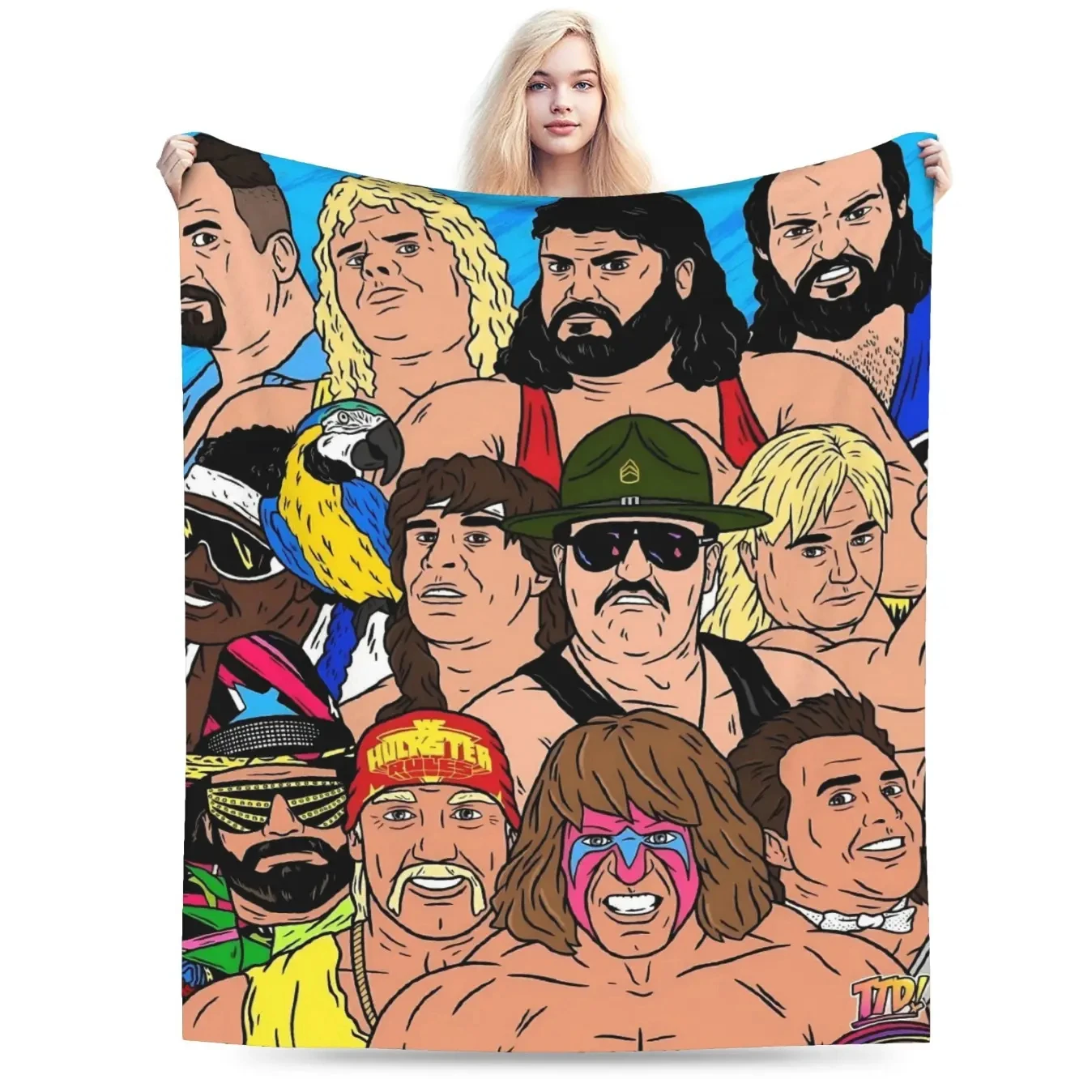 Soft, Warm Wrestling-Themed Flannel Blanket - Cozy Throw for Couch, Office, Bed, Camping & Travel - Versatile All-Season Gift, C