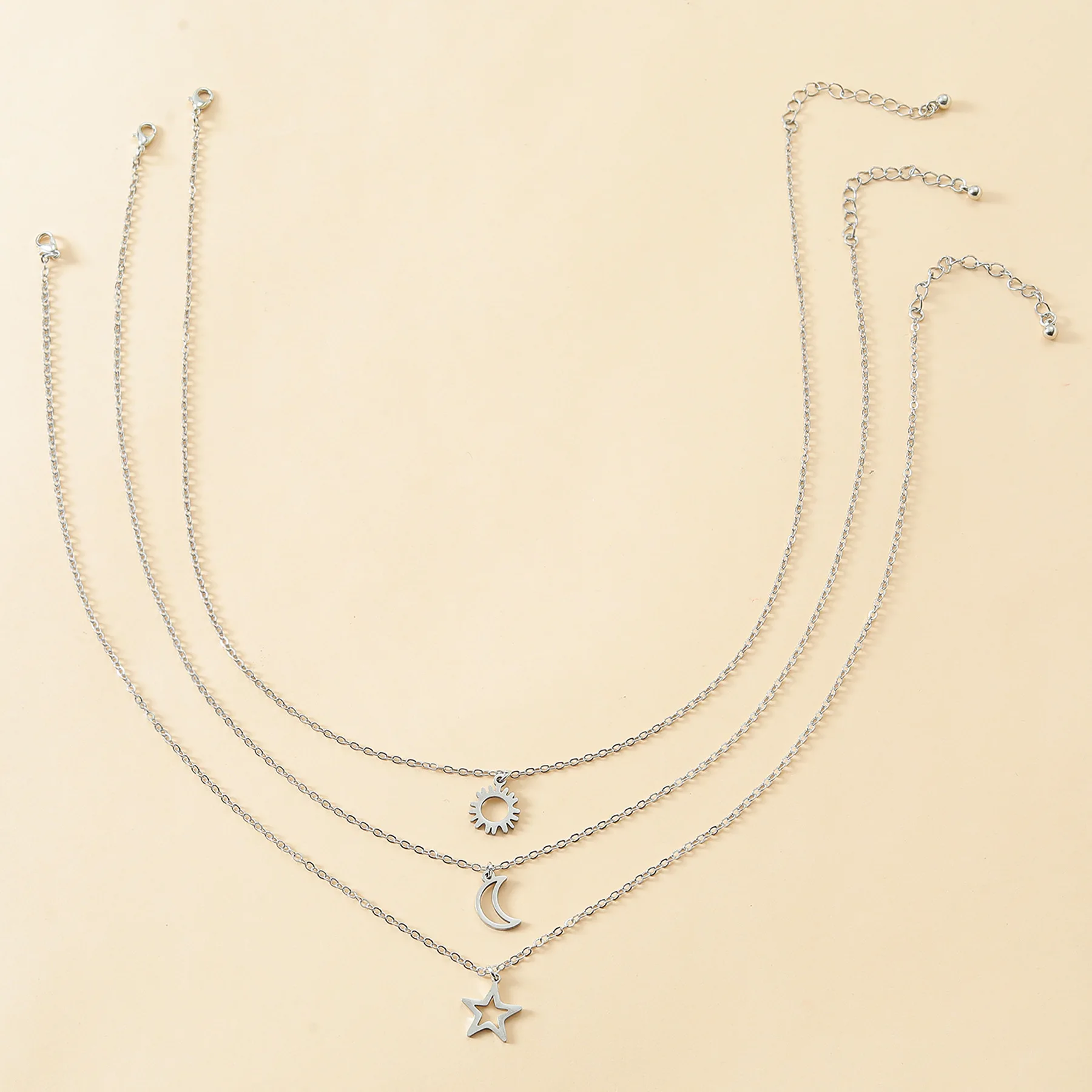 2023 New Stainless Steel Sun Moon Star Good Friend Good sisters Card Collar Necklace 3-piece Gift Wholesale