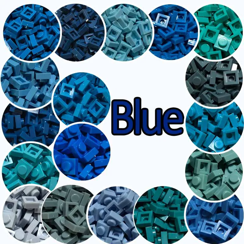 

300PCS Blue Color Plate 1x1 3024 Building Block Part Brick for Kids Pixel Art Remix Painting QR Code Gift Children DIY Toys