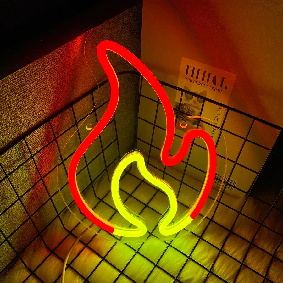 

Пламенный бар, неоновые аксессуары для вечеринок для игровой комнаты, обои, USB светодиодный знак с переключателем, художественный декор спальни, большой б/у