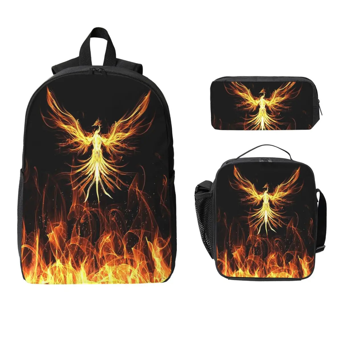 

Majestic Phoenix Mythical Bird Backpack Boys Girls BookBag School Bag Computer Shoulder Bags 3ps Insulated Lunch Bag Pencil Case