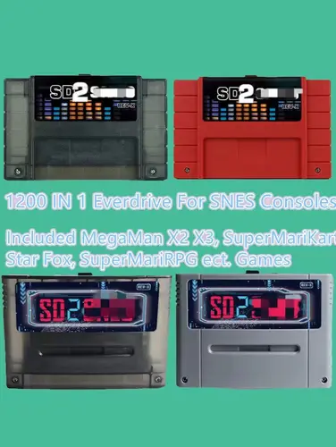 Juego SD2 SNES 1200 en 1 X videojuego en caja para cartucho de juegos SNES de 16 bits para Super Nintendo