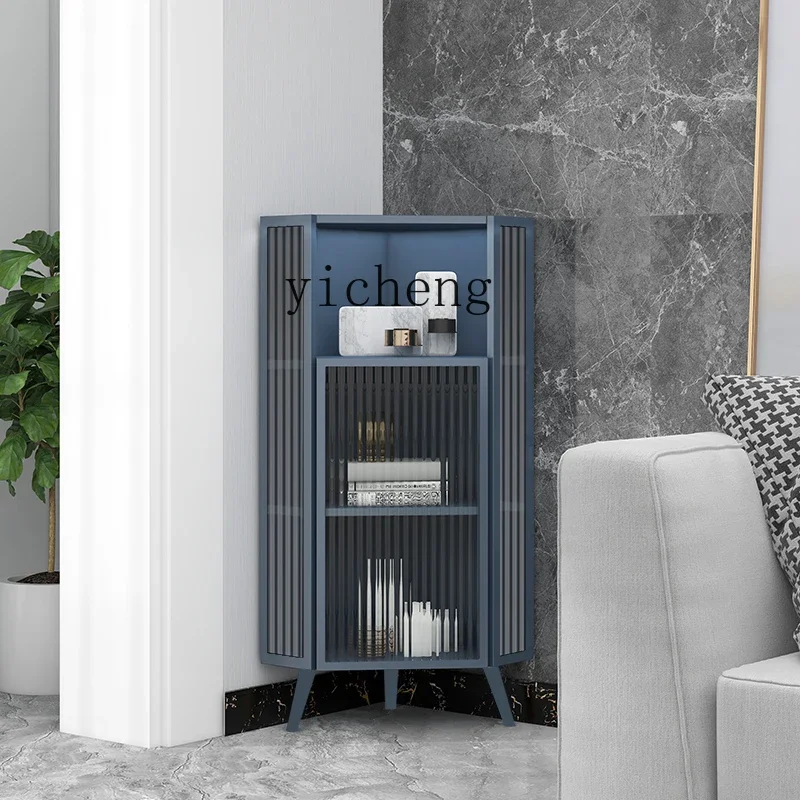 Zk Simple Modern Changhong Glass Living Room Corner Cabinet Triangle Corner Shelf Dining Room Bedroom Sideboard Cabinet
